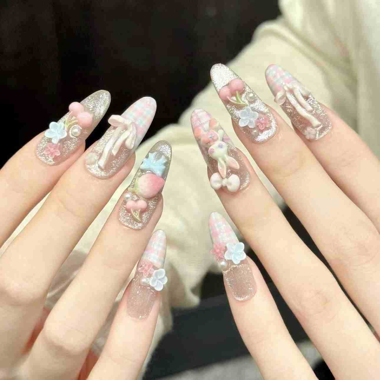 10PCS Oval Handmade Press On N - Pressed Flower Art 评论和价格