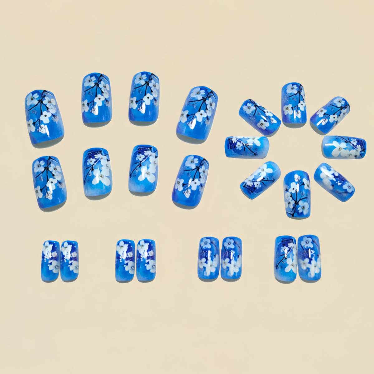 Medium fake nails for women gi - Pressed Flower Art 评论和价格