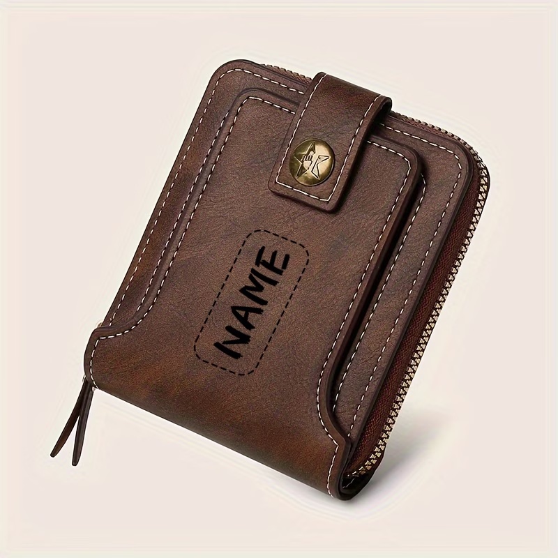 Custom Name Men's PU Wallet, C - Personalized Name Box 评论和价格