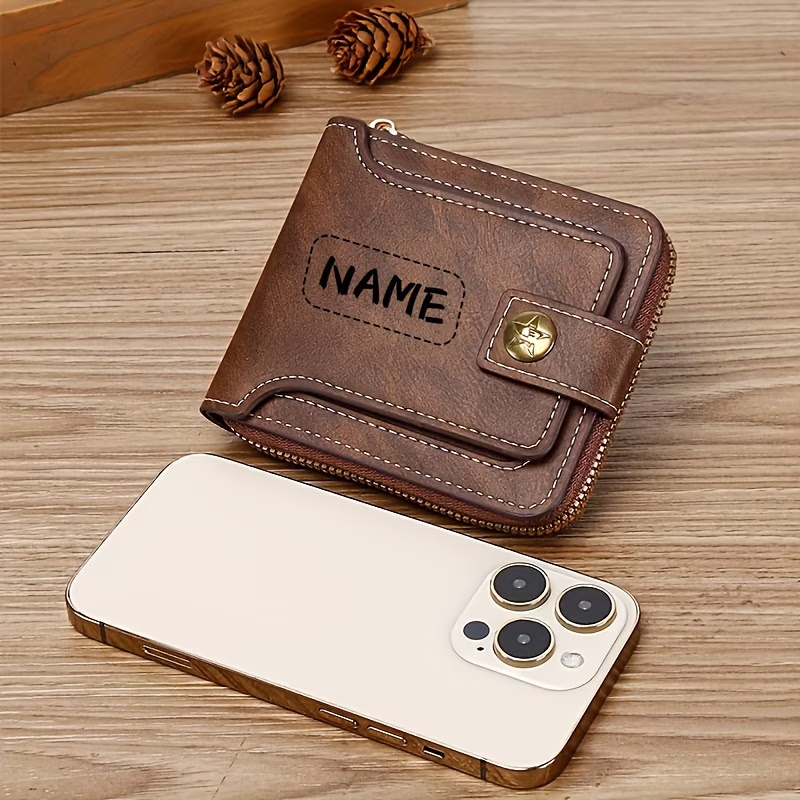 Custom Name Men's PU Wallet, C - Personalized Name Box 评论和价格
