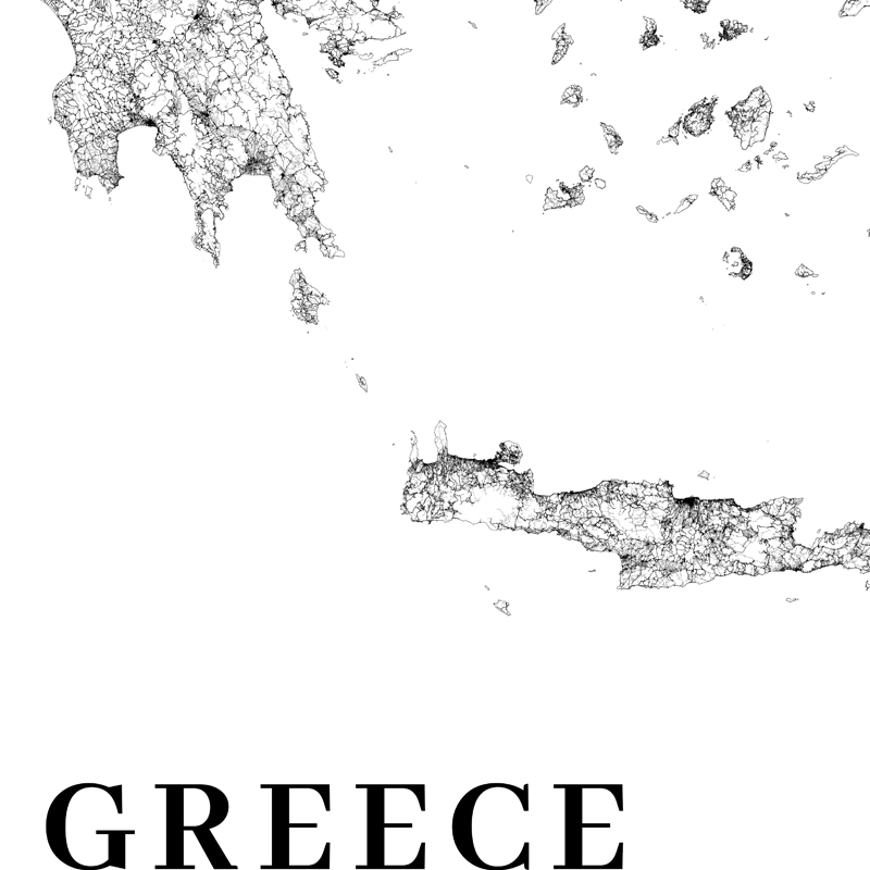 Greece Road Map Poster Black a - Custom Star Map 评论和价格