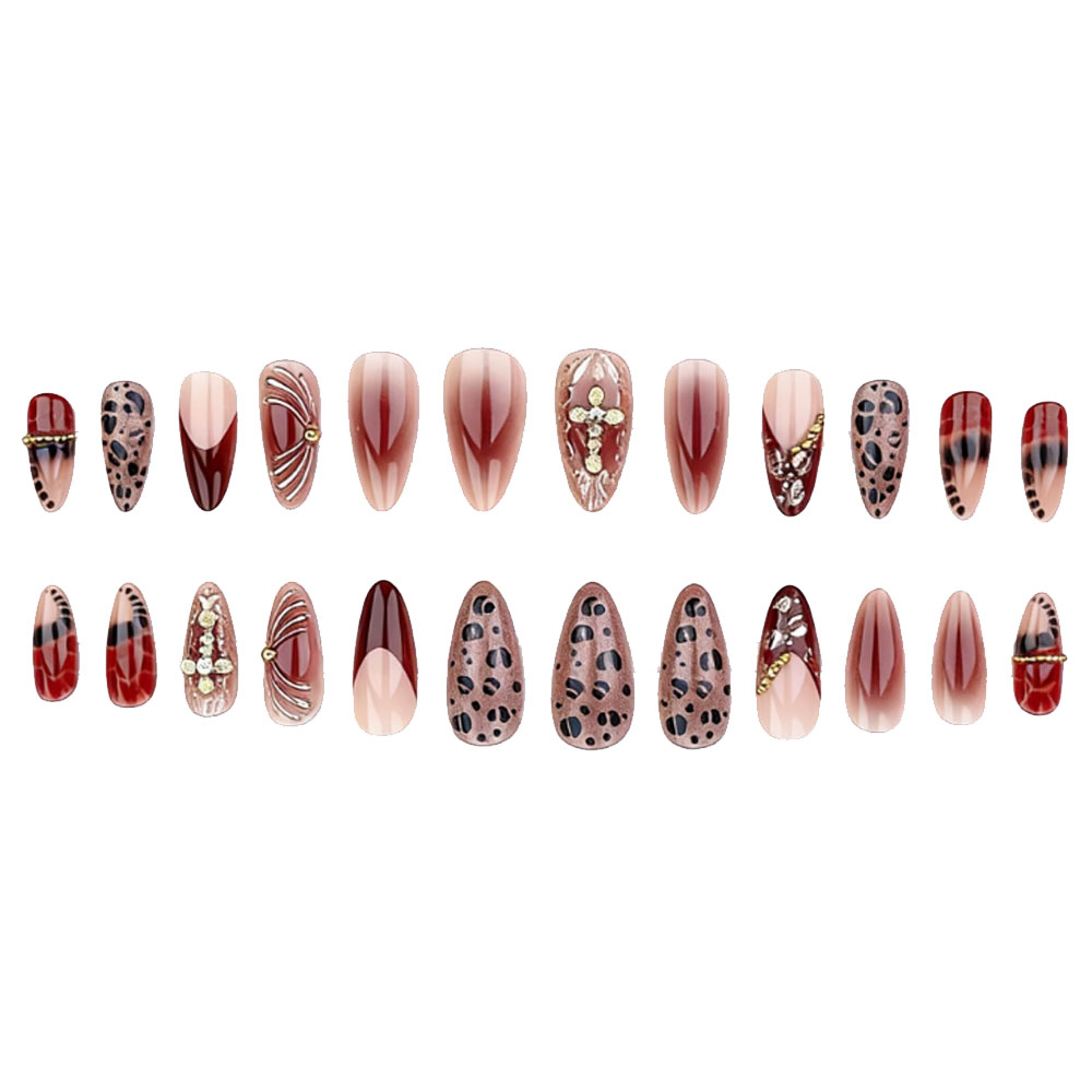 Medium fake nails for women gr - Pressed Flower Art 评论和价格